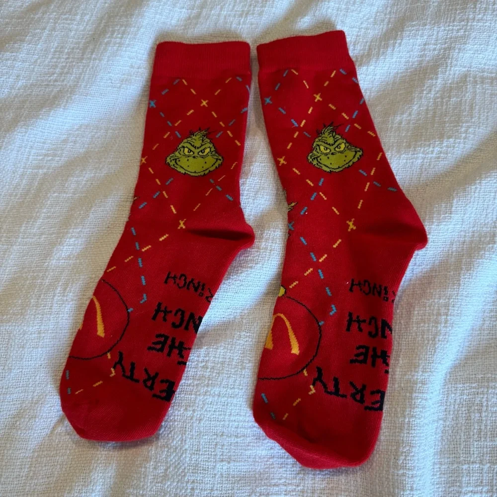 Grinch Meal McDonald’s Socks Red OS Holiday‎ Christmas Festive Collectable